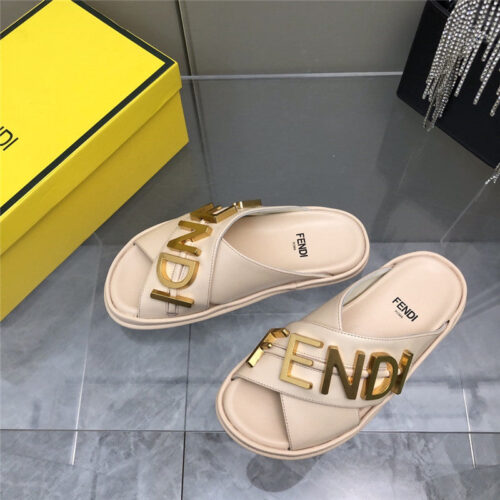 High Quality Luxury Fendi Metal Logo Slides – Style 95923 alternate view