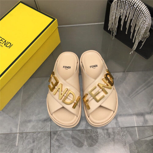 High Quality Luxury Fendi Metal Logo Slides – Style 95923 product detail