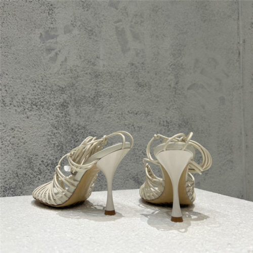 High Quality Luxury Bottega Veneta Cotton Woven Round Toe Heeled Sandals product detail