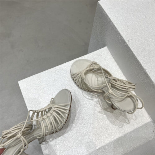 High Quality Luxury Bottega Veneta Cotton Woven Round Toe Heeled Sandals product detail