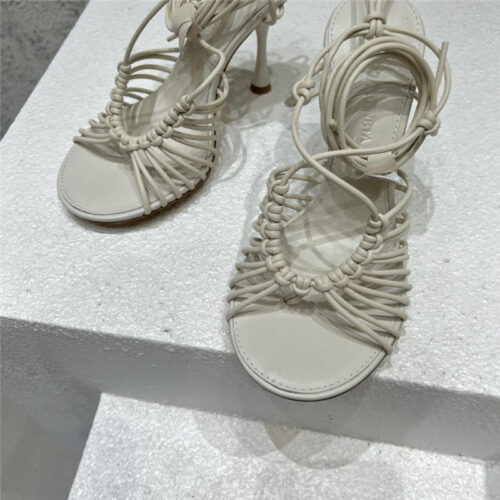 High Quality Luxury Bottega Veneta Cotton Woven Round Toe Heeled Sandals product detail