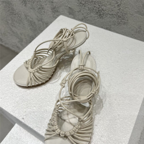 High Quality Luxury Bottega Veneta Cotton Woven Round Toe Heeled Sandals product detail