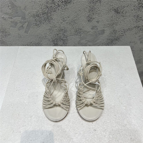 High Quality Luxury Bottega Veneta Cotton Woven Round Toe Heeled Sandals product detail