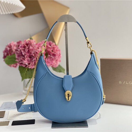 High Quality Luxury Bvlgari Serpenti Leather Hobo Bag – Style 42614