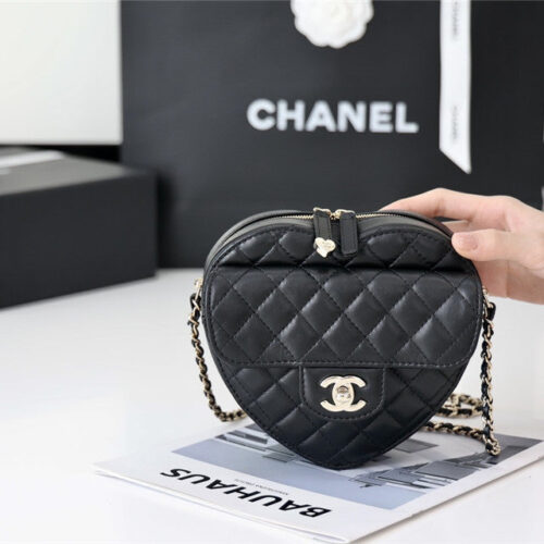 High Quality Luxury Chanel Diamond Heart Bag Black