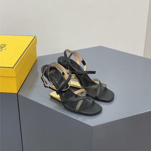 High Quality Luxury Fendi Mink Heeled Sandals
