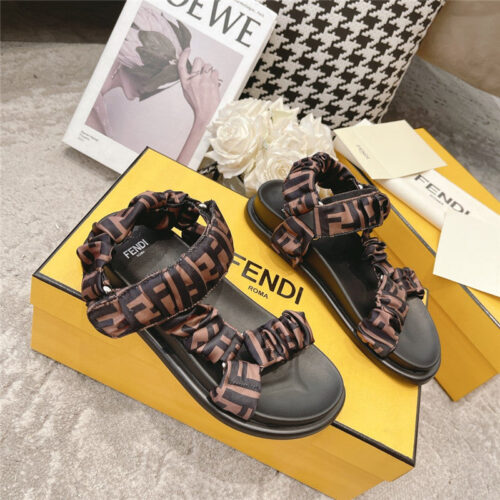 High Quality Luxury Fendi Letters Webbing Sandals