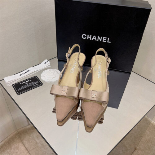 High Quality Luxury Chanel Rhinestone Buckle Bow Sandals