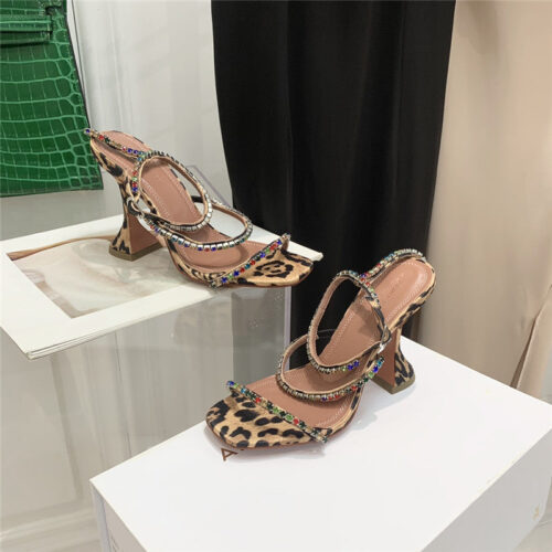 High Quality Luxury Amina Muaddi Rhinestone Heeled Sandals – Style 06499 product detail