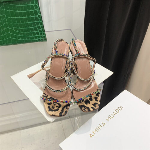 High Quality Luxury Amina Muaddi Rhinestone Heeled Sandals – Style 06499 product detail