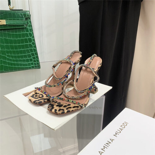High Quality Luxury Amina Muaddi Rhinestone Heeled Sandals – Style 06499 alternate view