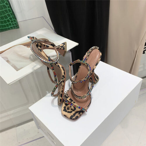 High Quality Luxury Amina Muaddi Rhinestone Heeled Sandals – Style 06499 product detail