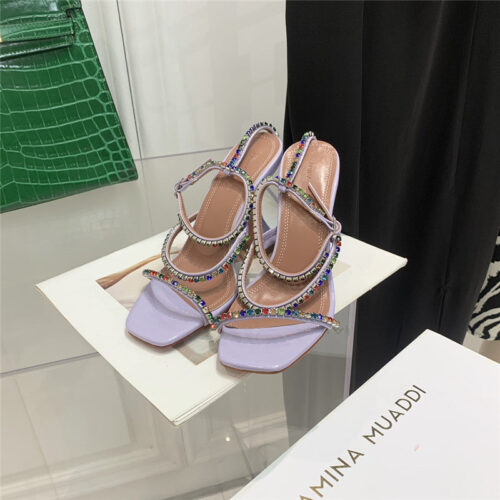 High Quality Luxury Amina Muaddi Rhinestone Heeled Sandals – Style 42659 alternate view