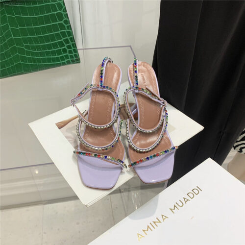 High Quality Luxury Amina Muaddi Rhinestone Heeled Sandals – Style 42659 product detail