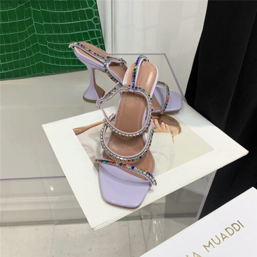 High Quality Luxury Amina Muaddi Rhinestone Heeled Sandals – Style 42659 product detail
