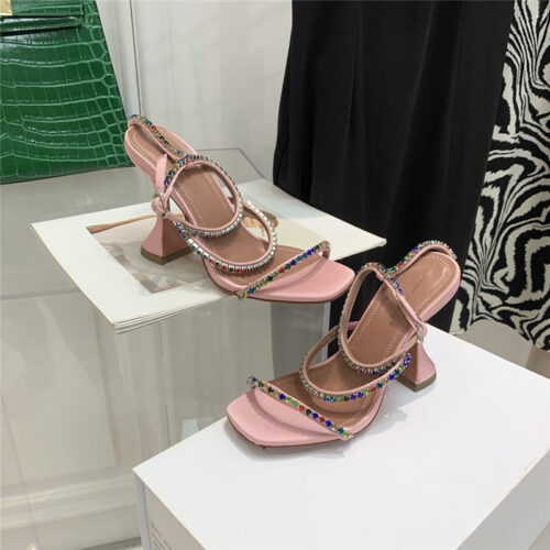 High Quality Luxury Amina Muaddi Rhinestone Heeled Sandals – Style 44355 product detail