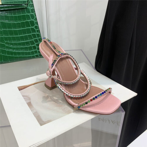 High Quality Luxury Amina Muaddi Rhinestone Heeled Sandals – Style 44355 product detail