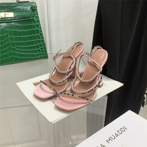 High Quality Luxury Amina Muaddi Rhinestone Heeled Sandals – Style 44355 alternate view