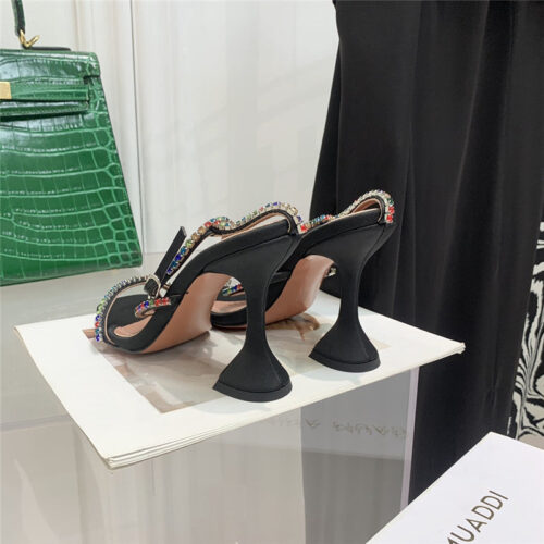 High Quality Luxury Amina Muaddi Rhinestone Heeled Sandals product detail