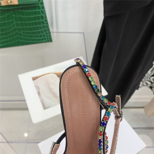 High Quality Luxury Amina Muaddi Rhinestone Heeled Sandals product detail
