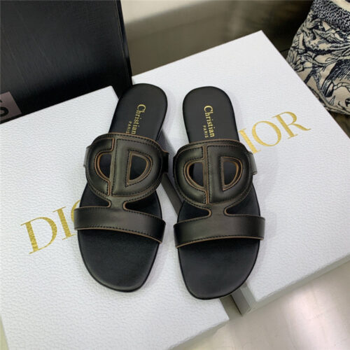 High Quality Luxury Dior Cd Logo Block Heel Cutout Slippers alternate view