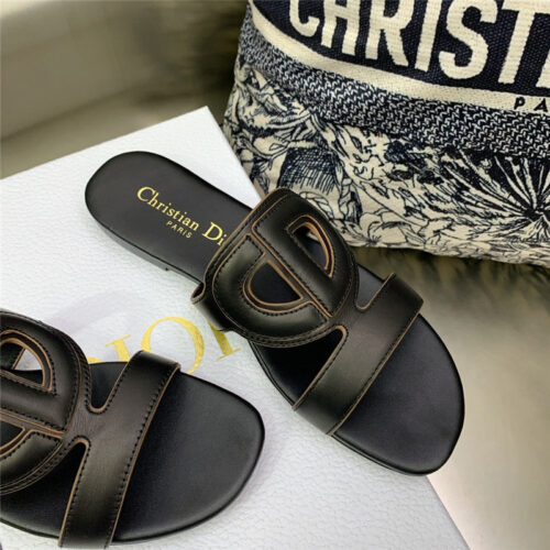 High Quality Luxury Dior Cd Logo Block Heel Cutout Slippers product detail