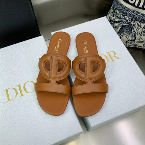 High Quality Luxury Dior Cd Logo Block Heel Cutout Slippers – Style 30022 product detail