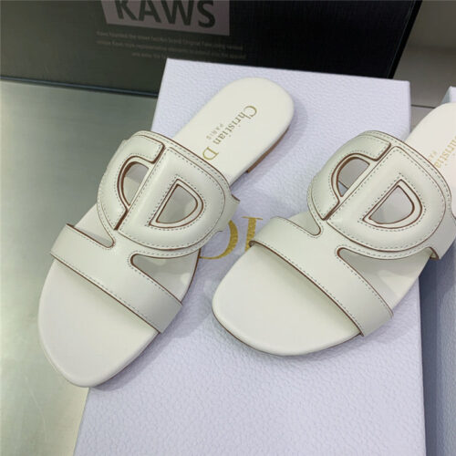 High Quality Luxury Dior Cd Logo Block Heel Cutout Slippers – Style 35654 product detail