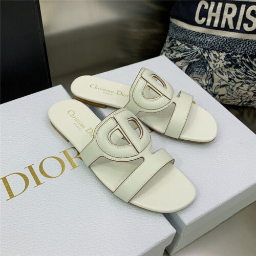 High Quality Luxury Dior Cd Logo Block Heel Cutout Slippers – Style 35654