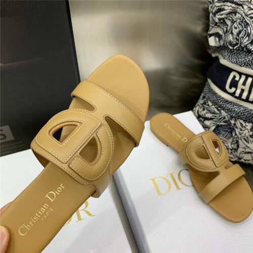 High Quality Luxury Dior Cd Logo Block Heel Cutout Slippers – Style 23782 product detail