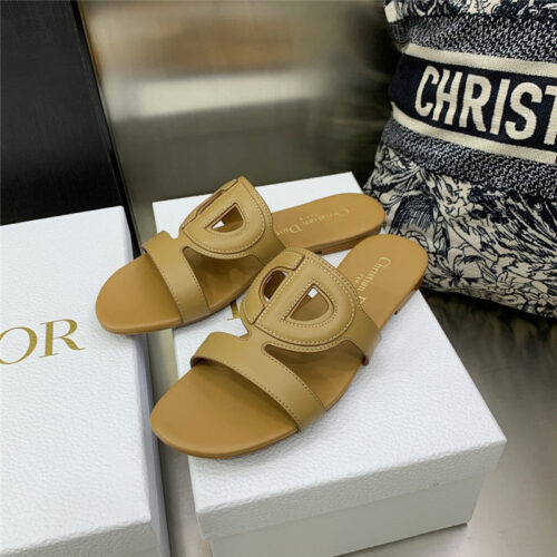 High Quality Luxury Dior Cd Logo Block Heel Cutout Slippers – Style 23782 alternate view