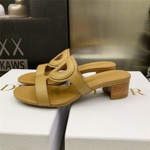 High Quality Luxury Dior Cd Logo Block Heel Cutout Sandals – Style 91622 product detail