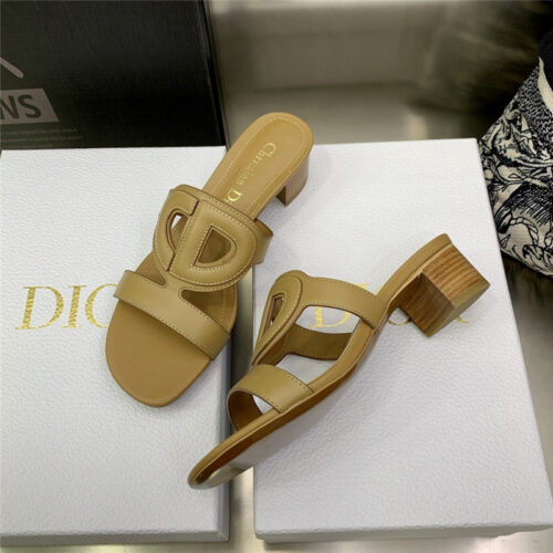 High Quality Luxury Dior Cd Logo Block Heel Cutout Sandals – Style 91622 product detail