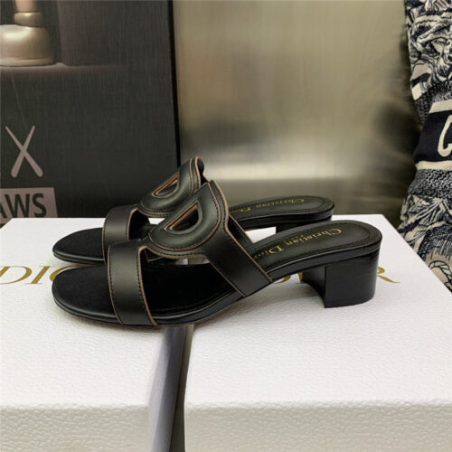 High Quality Luxury Dior Cd Logo Block Heel Cutout Sandals – Style 43590 product detail
