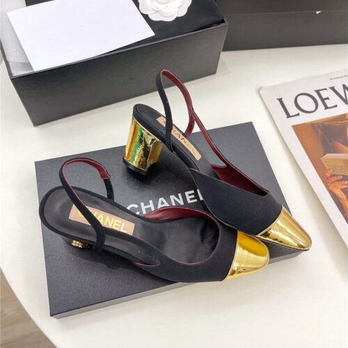High Quality Luxury Chanel Classic Block Heel Sandals – Style 08838
