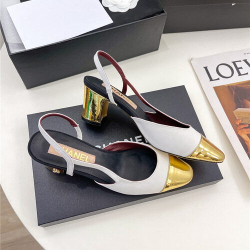 High Quality Luxury Chanel Classic Block Heel Sandals