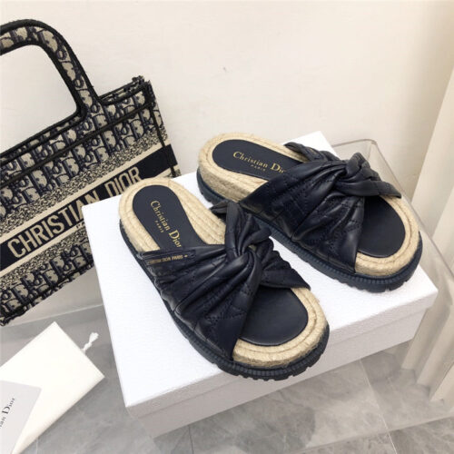 High Quality Luxury Dior Cannage Woven Slippers
