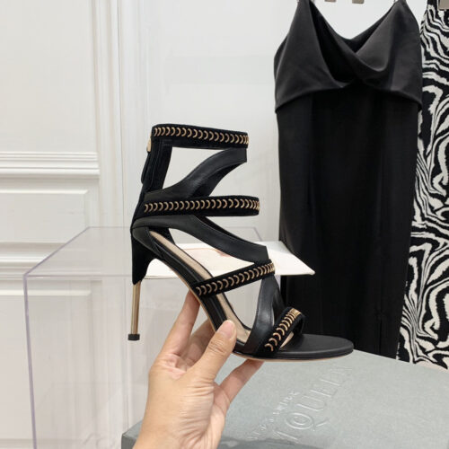 High Quality Luxury Alexander McQueen Metal Embellished Open Toe Sandals – Style 42851 alternate view
