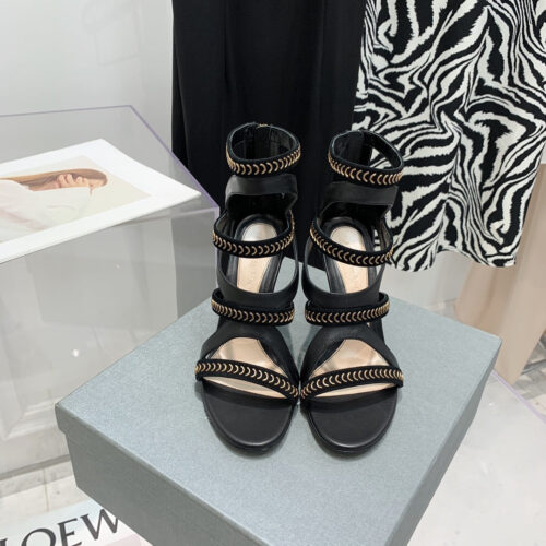 High Quality Luxury Alexander McQueen Metal Embellished Open Toe Sandals – Style 42851 product detail