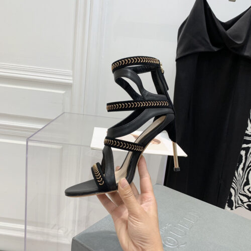 High Quality Luxury Alexander McQueen Metal Embellished Open Toe Sandals – Style 42851 product detail
