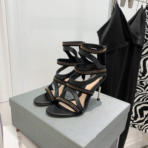 High Quality Luxury Alexander McQueen Metal Embellished Open Toe Sandals – Style 42851 product detail