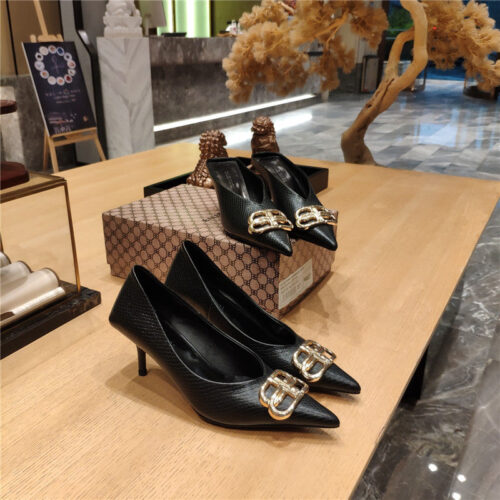 High Quality Luxury Balenciaga Pointed-Toe Stiletto Lizard Leather Pumps – Style 75459 product detail