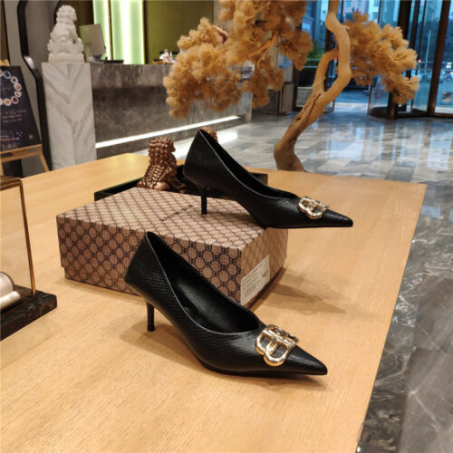 High Quality Luxury Balenciaga Pointed-Toe Stiletto Lizard Leather Pumps – Style 75459 product detail