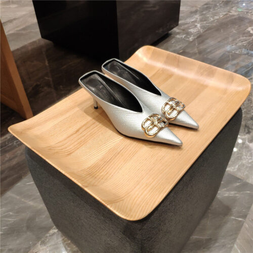 High Quality Luxury Balenciaga Pointed-Toe Stiletto Lizard Leather Pumps – Style 44387
