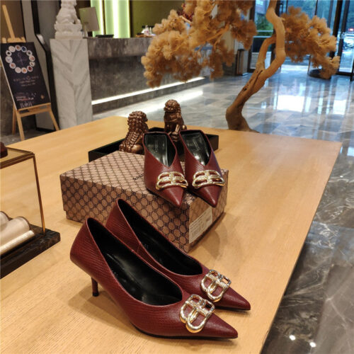 High Quality Luxury Balenciaga Pointed-Toe Stiletto Lizard Leather Pumps – Style 13315 product detail
