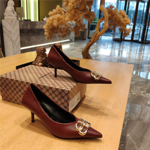 High Quality Luxury Balenciaga Pointed-Toe Stiletto Lizard Leather Pumps – Style 13315 product detail