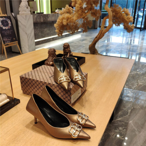 High Quality Luxury Balenciaga Pointed-Toe Stiletto Lizard Leather Pumps – Style 80547 product detail