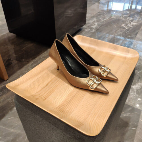 High Quality Luxury Balenciaga Pointed-Toe Stiletto Lizard Leather Pumps – Style 80547 product detail