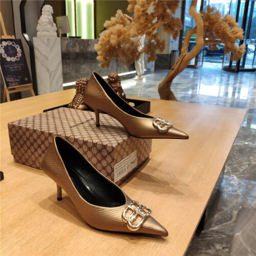 High Quality Luxury Balenciaga Pointed-Toe Stiletto Lizard Leather Pumps – Style 80547 product detail