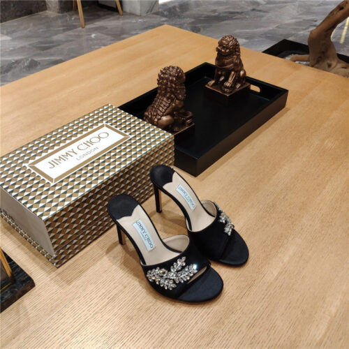 High Quality Luxury Jimmy Choo High Heel Fishmouth Satin Sandals – Style 59575